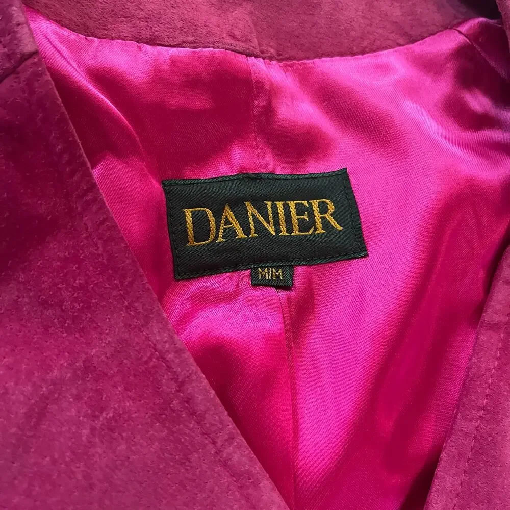 Vintage 90’s Danier Pink Suede Leather Lined Skirt Blazer Set Cowgirl Size 8